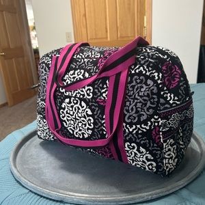 Vera Bradley Pink/Black/White Overnight Bag, Excellent Condition!